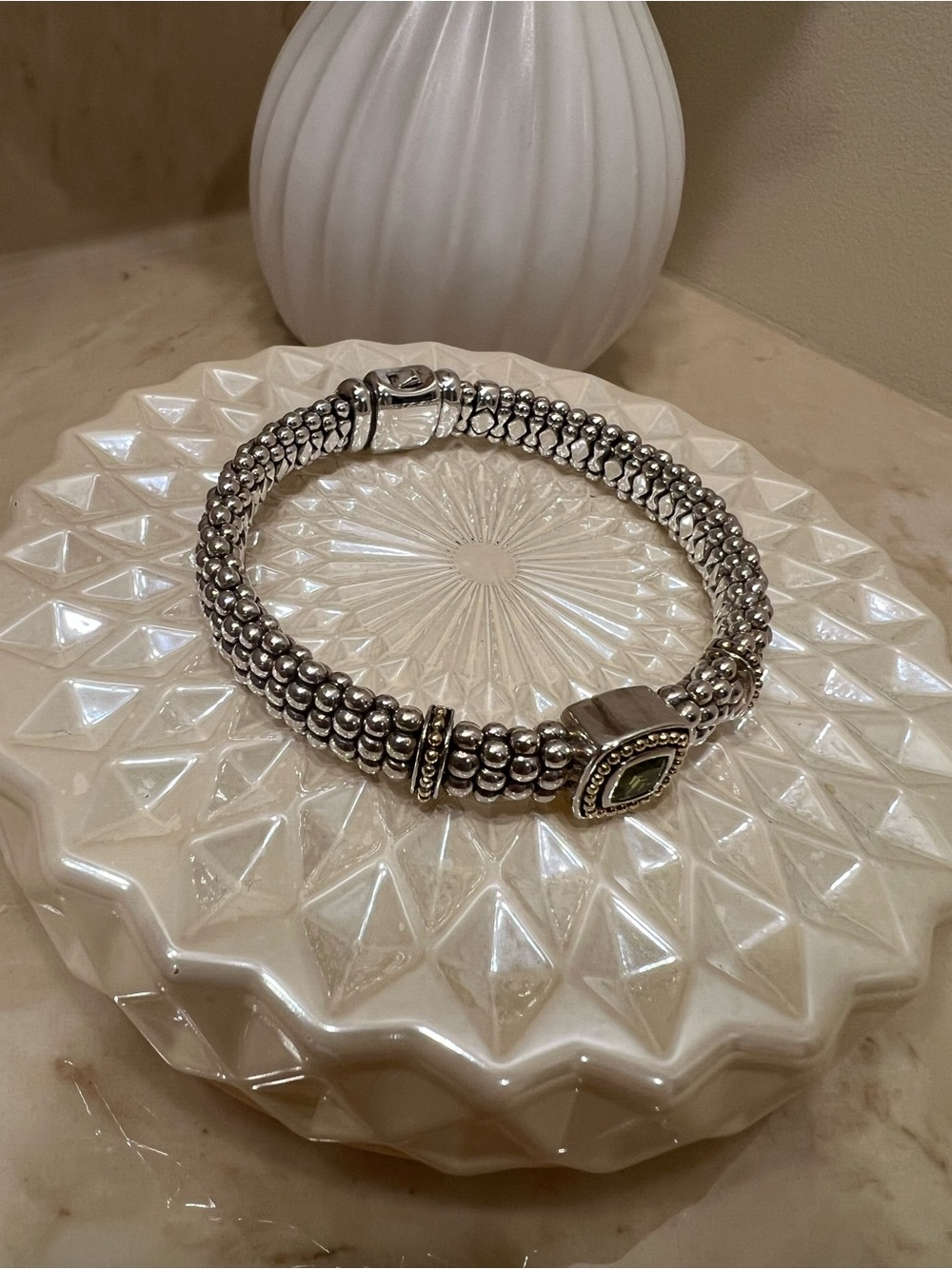 LAGOS 18K Yellow Gold & Sterling Silver Peridot Caviar Bracelet - Picture 3 of 16